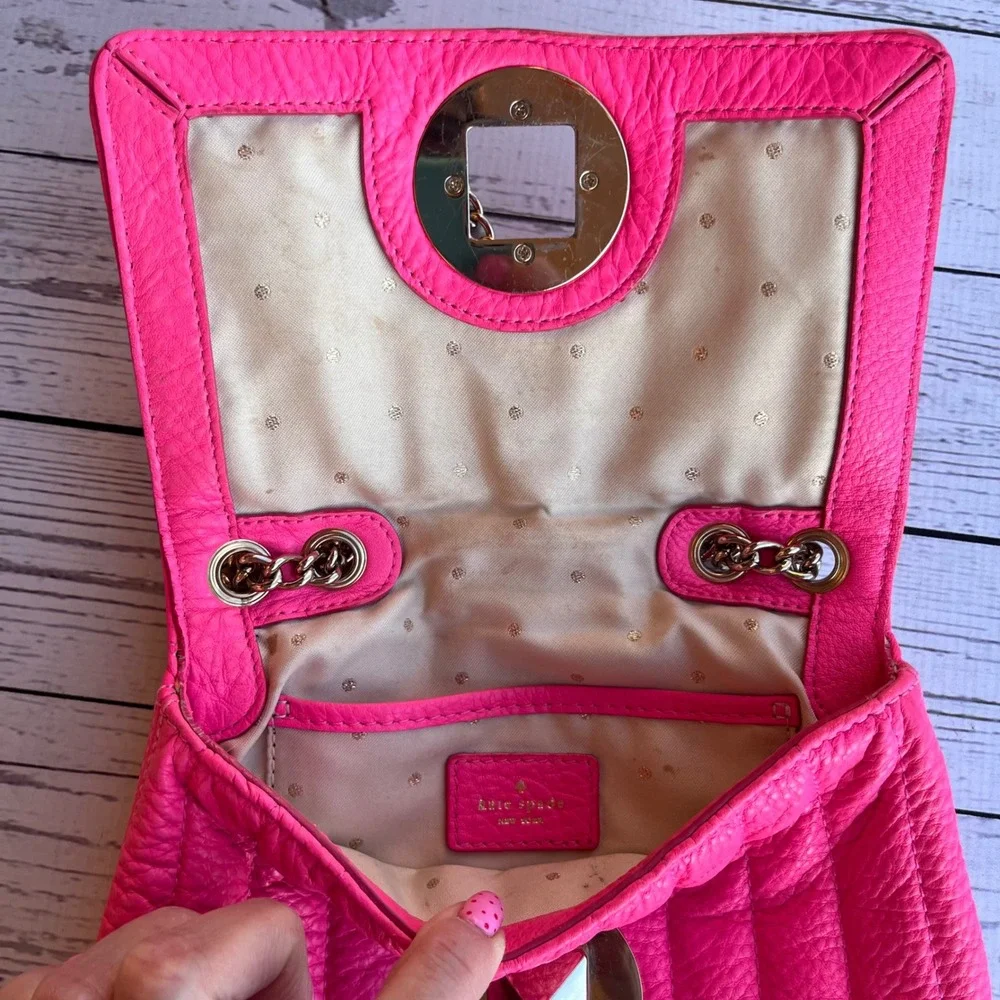 Kate‎ Spade RARE Bubblegum Pink Barbiecore Leather Crossbody Bag Purse Designer